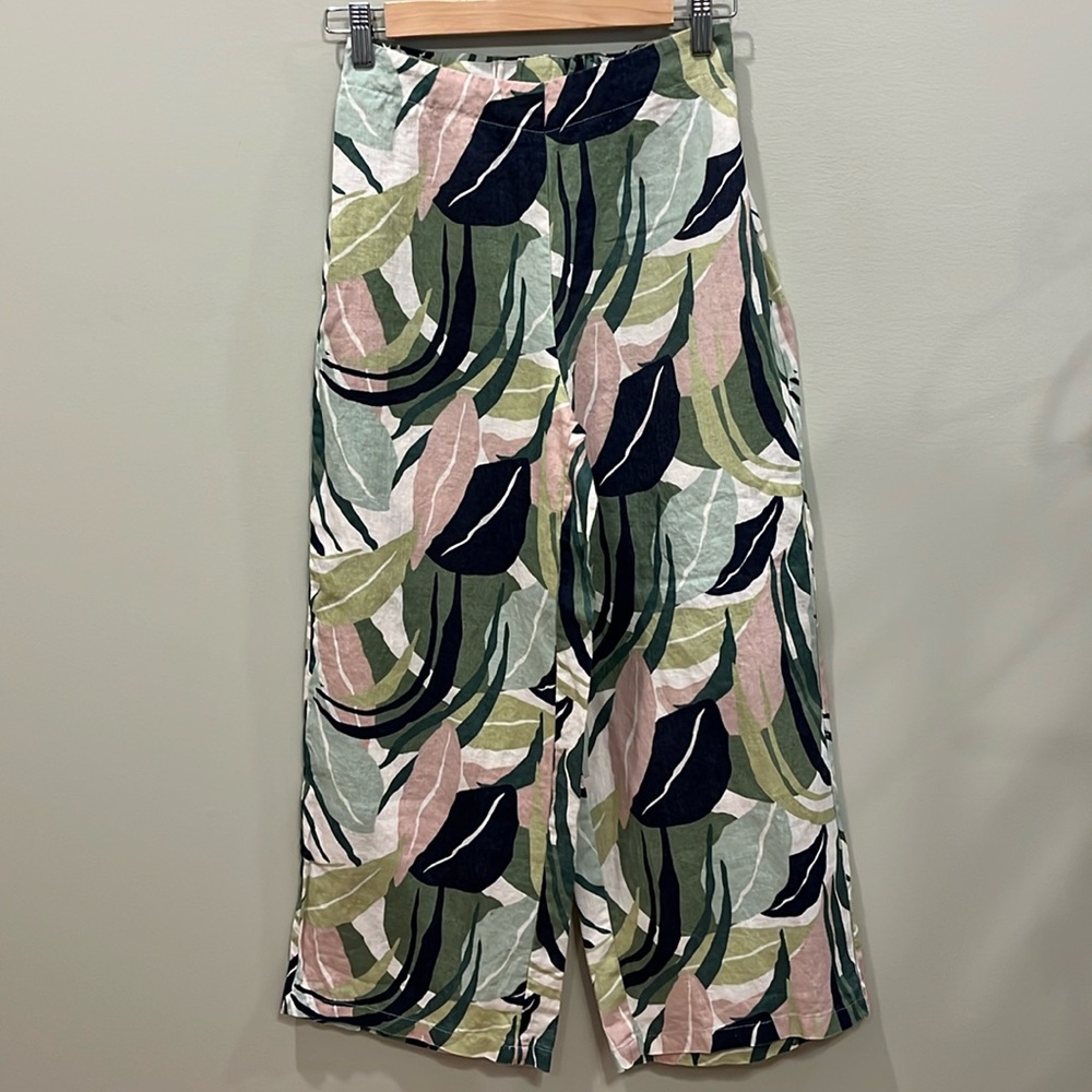 Tahari 100% Linen Tropical Wide Leg Pants